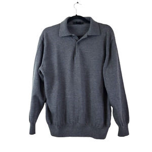 Giorgiolini Sweater Men XL Pullover Gray‎ Made In Italy 100% Merino Wool